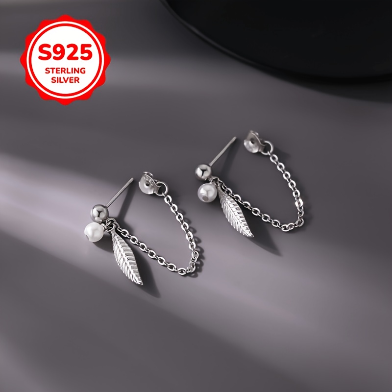 925 Sterling Silver Hypoallergenic Feather Tassel Earrings
